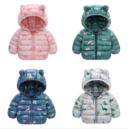 Kids Coats Baby Warm Hooded Down Jackets Girls Boys Cartoon Outerwear Children Fashion Overcoat Cute Top 1-5 Years