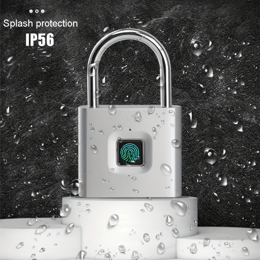 Mini Smart Fingerprint Padlock IP56 Splash Protection Security Antitheft Keyless Battery Powered USB Rechargeable Suitcase Luggage Backbag Door Lock