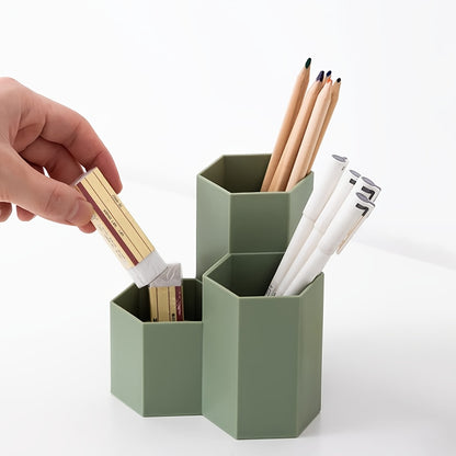 Desk Dresser Organizer, Desk Pen Organizer, Pen Holder Pen Organizer, Acrylic Pen Holder 4 Compartments, Clear Pencil Organizer Cup For Countertop Desk Accessory Storage Home Office And School