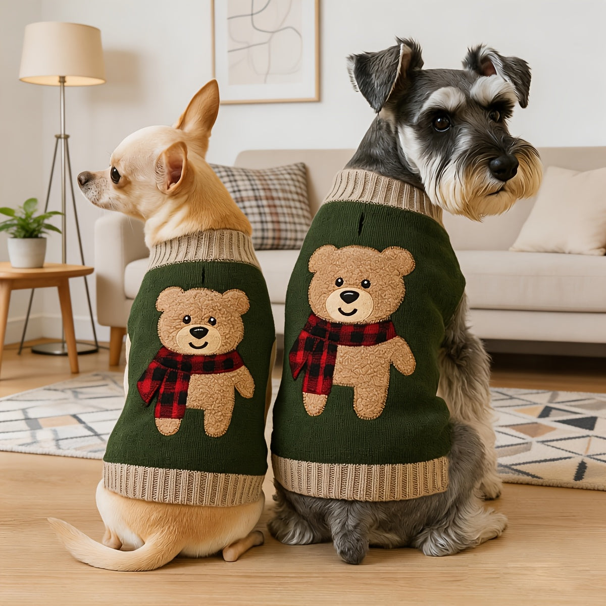 1pc Cute Bear Embroidered Pet Sweaters Soft And Comfortable Knitwear for Small to Medium Dogs, Thick Knitted Turtleneck Style Stretchy And Warm Winter Clothing for Schnauzers And Bichons