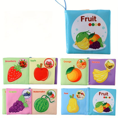 5-Pack/3-Pack Soft Fabric Baby Books, Cognitive Educational Toys, Durable & Washable, Vibrant Fruit, Animal, Ocean Themes, Early Learning & Cognitive Development, Perfect for Christmas, Birthday, Halloween, Thanksgiving, East