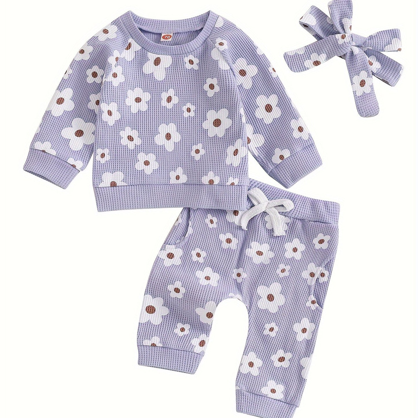 Toddler Baby Girl Fall Winter Clothes Newborn Infant Floral Pullover Sweatshirt T-Shirts+Pants 3pcs Outfits Set, Perfect for Outdoor