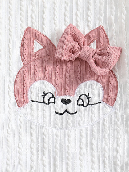 Toddler Girl Cartoon Graphic Bow Front Sweatshirt & Comfy Sweatpants, Kids Clothes For Spring Fall