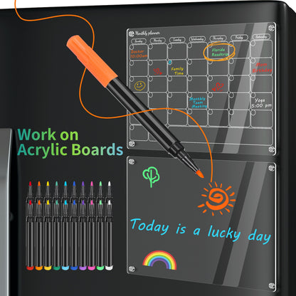 20 Vibrant Liquid Chalk Markers - Ultra Fine Point, Erasable, Wet Erase, Dry Erase Board Compatible, Non-Toxic, Quick-Drying, and Reversible for Acrylic Fridge Calendar, Clear Glass, Refrigerator White Board, Mirror, and Wind