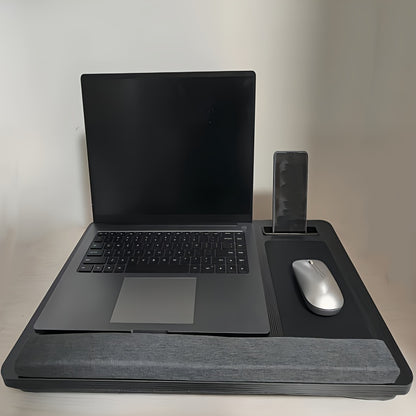 1pc Ergonomic Laptop Stand - Adjustable Lap Desk with Mouse Pad, Wrist Rest, and Media Slot for 17" Laptops - Perfect for Bed, Couch, and Home Office Use