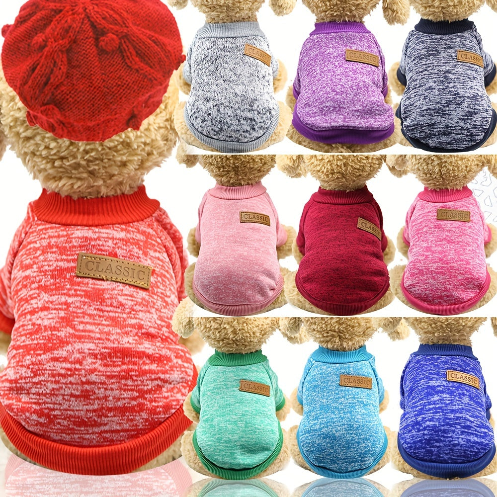 Warm Fleece 1pc Dog Puppy Knitted Classic Sweater - Thermal Winter Clothing - Christmas Gift for Dogs Cats