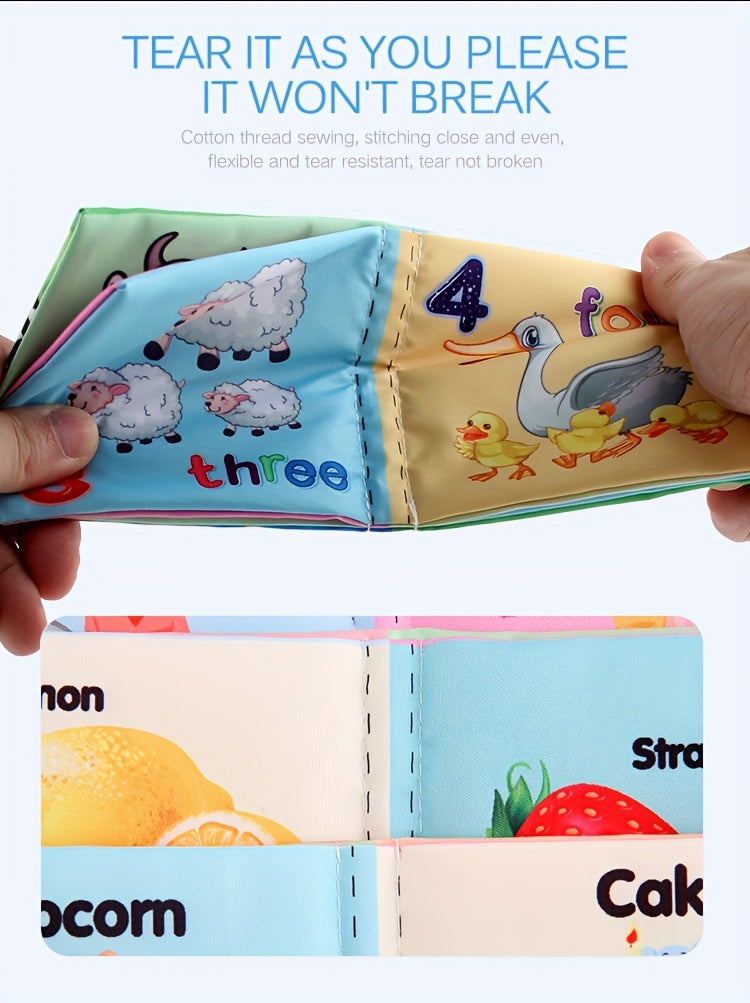 A Set Of 6 Cloth Book Baby Cloth Books Set, Wild Animal Cloth Book, Sea Animal Cloth Book, Fruit Cloth Book, Food Cloth Book Ocean Cloth Book, Character Cloth Book, Early Education Baby Toy Soft Book