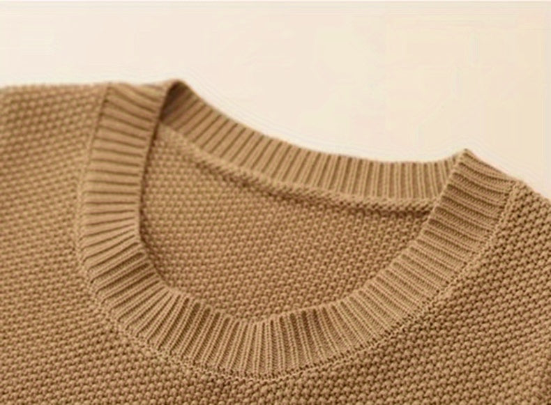Women's Casual Solid Crew Neck Knitted Sleeveless Loose Fit Vest Sweater, Soft and Cozy Winter Clothing