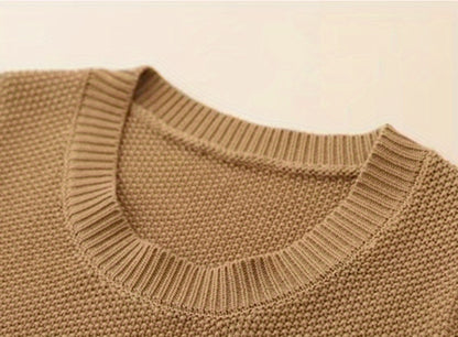 Women's Casual Solid Crew Neck Knitted Sleeveless Loose Fit Vest Sweater, Soft and Cozy Winter Clothing