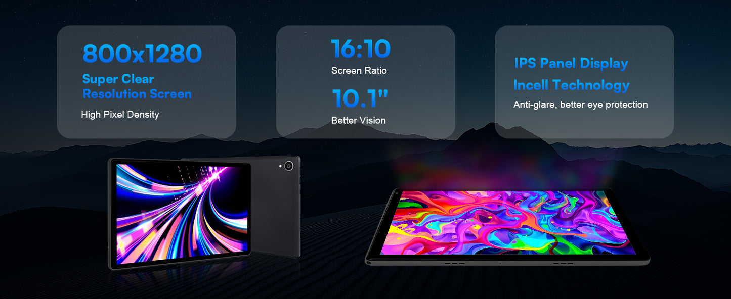 URAO 10 Inch Tablet Android 15 8-Core Tablets 24GB+128GB 1TB Expansion WiFi 6 5MP+8MP Stylus Keyboard Mouse Headphone PC PAD Set